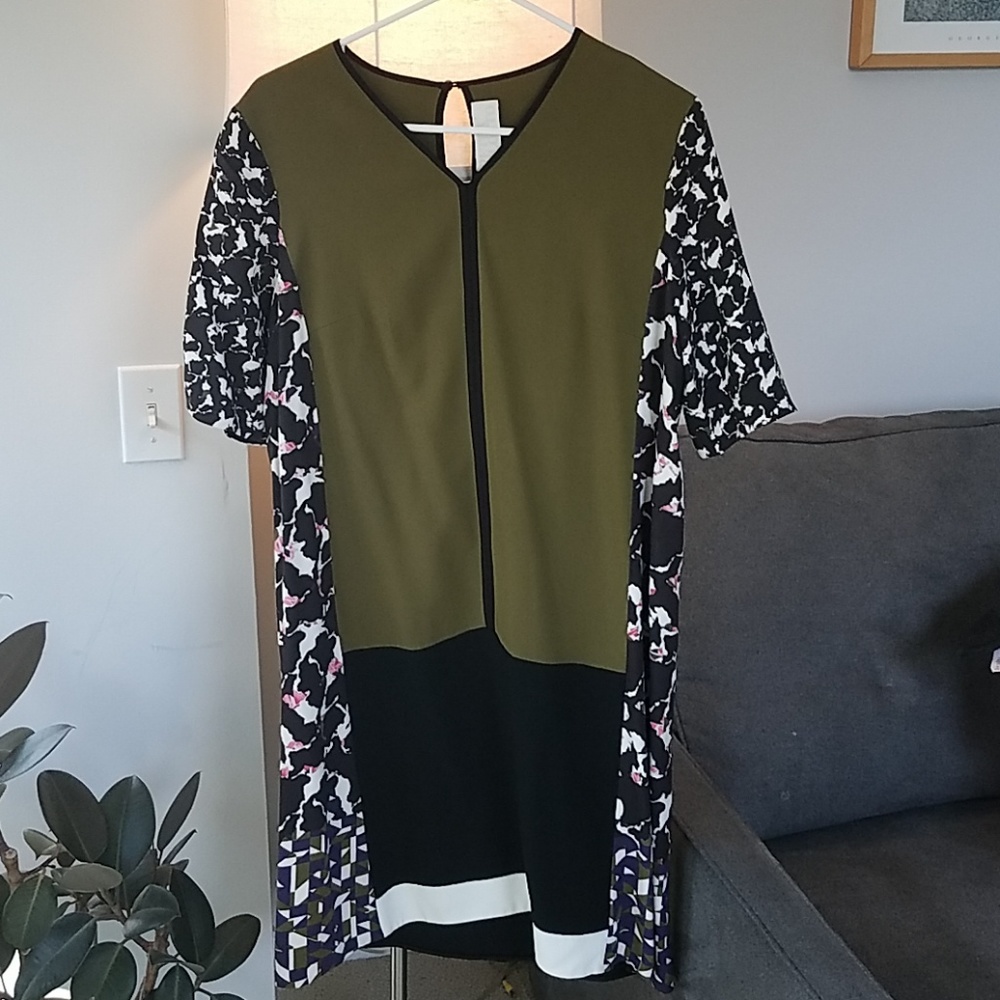 Peter Pilotto olive and black colorblock dress